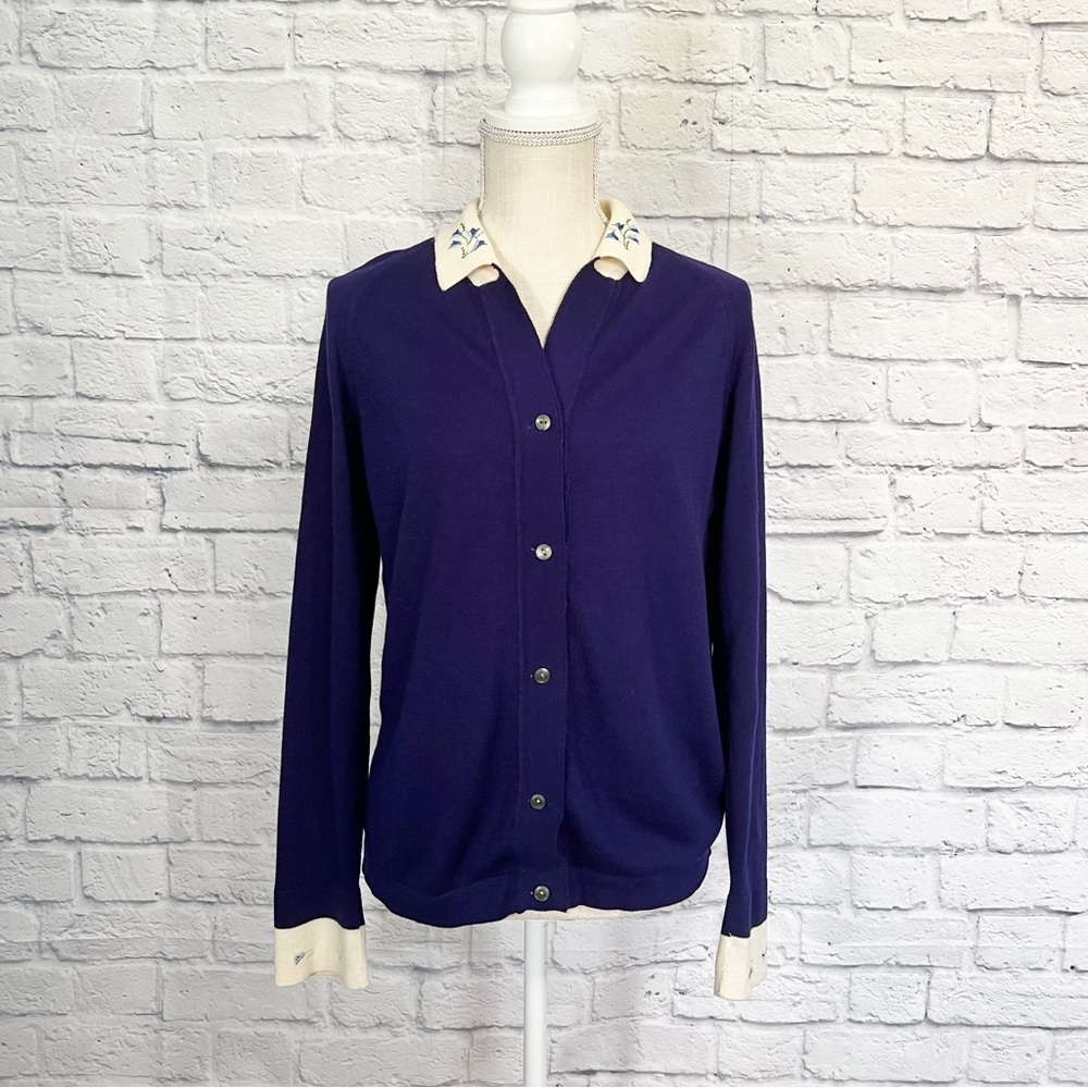 Purple Vintage Cardigan with embroidered flowers